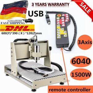 1500W VFD CNC 6040 3Axis Router USB Engraving Cutting/Milling Machine +RC EU