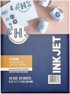 Hayes Paper, Waterslide Decal Paper INKJET CLEAR 20 Sheets Premium Water-Slide