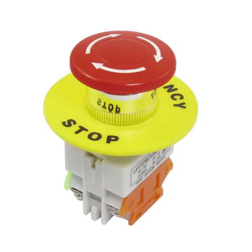 Red Mushroom Cap 1NO 1NC DPST Emergency Stop Push Button Switch AC 660V 10A