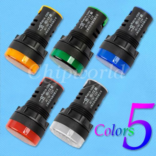 5 Colors Green+Red+Blue+White+Yellow LED Indicator Pilot Signal Light Lamp 12V