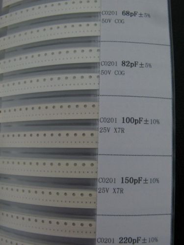 0201 smd/smt capacitor assortment book kit 40 value total 4000pcs mlcc ceramic for sale