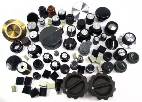 Lot 70 assorted knobs &amp; buttons ~ test equipment ham radio audio ~ 1940s-2000s for sale