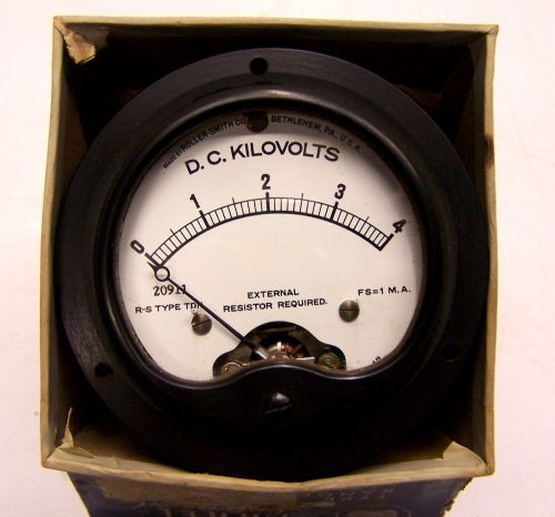 New roller smith 20911 r-s type tdn 0 to 4 d. c. kilovolts panel meter gauge for sale