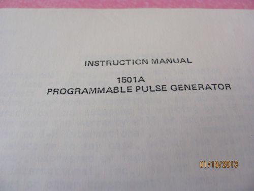 EH RESEARCH MODEL 1501A: Programmable Pulse Generator Instruction Manual