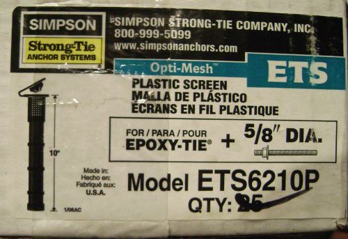 20 Simpson StrongTie ETS6210P .. Epoxy-Tie Screens 5/8&#034; x 10&#034; ... plastic .. new