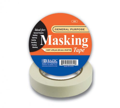Bazic 0.94&#034; x 2160&#034; (60 yards) general purpose masking tape, case of 36 for sale