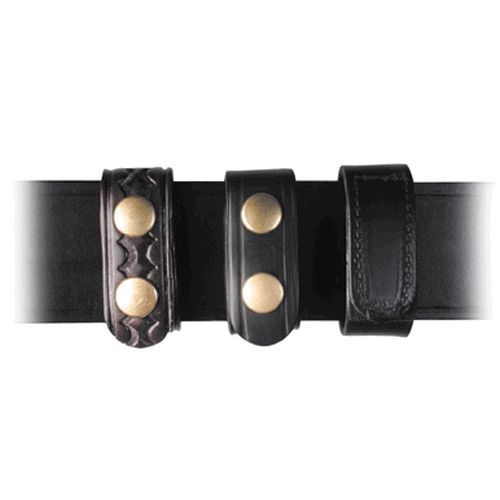 Boston leather 5492-1-b black plain finish 1&#034; belt keeper w/ double brass snaps for sale