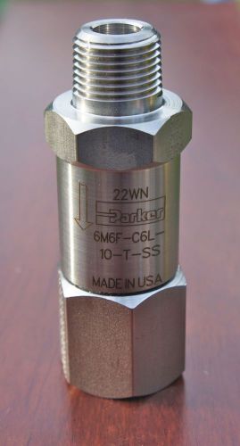 Parker 6m6f-c6l-10-ss check valve,c-series,316 ss body,3/8in mnpt for sale