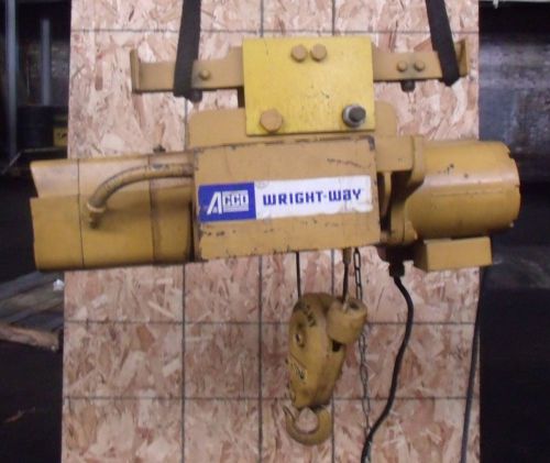 Wright - way 1/2 ton electric hoist acco babcock for sale