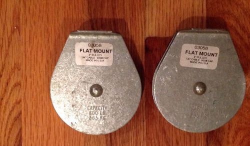Flat mount pulley 3&#034; (03058) 1/4&#034; cable (pair)