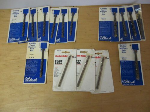 15 new drill bits shook carbide tipped masonry real mccoy hss new for sale