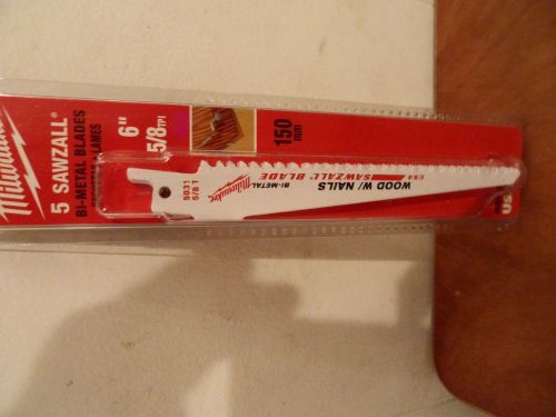 MILWAUKEE 48-00-5031 6&#034; 5/8TPI  SAW BLADES CUTS WOOD WITH NAILS