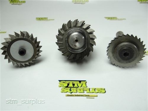 Lot of 3 hss milling cutters 2-1/2&#034; to 2-3/4&#034; with 3/4&#034; to 1&#034; arbors morse for sale