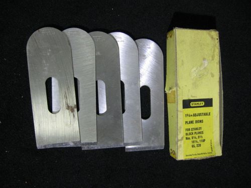 Nos vintage box of 5 stanley 1 5/8&#034; 6bc block plane irons for plane no. 65 220 for sale