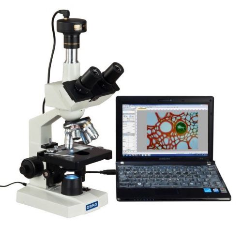 Biological trinocular led microscope 40x-2000x+2mp camera windows/mac os/linux for sale