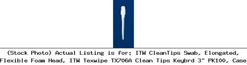 Itw cleantips swab, elongated, flexible foam head, itw texwipe tx706a clean tips for sale