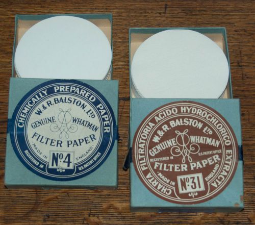 VINTAGE W&amp;R BALSTON WHATMAN FILTER PAPER No 4 and 31 Made in England