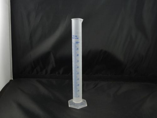 Graduated Cylinder Plastic 100ml Hex Base blue&amp;white scale lot12 free shipping