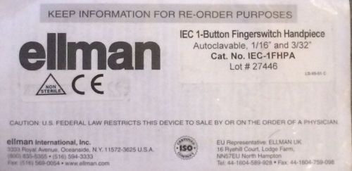 ELLMAN REUSABLE IEC 1-BUTTON FINGERSWITCH HANDPIECE CAT. NO. IEC-1FHPA