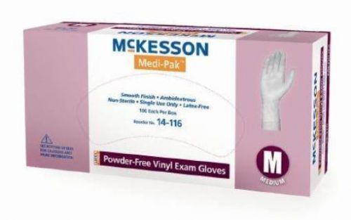 McKesson Medi-Pak Powder-free Vinyl Exam Gloves  10 boxes of 100  Large