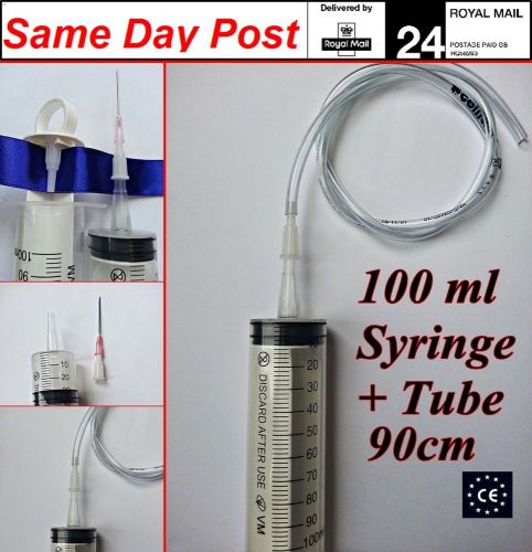 Medical syringe 100ml + rubber tube 90cm,refilling ink,cartridges, oil, glue,diy