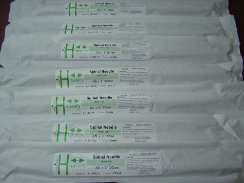havel&#039;s Spinal Needle 22G x 8&#034; REF:8-1149-22 Lot of 7