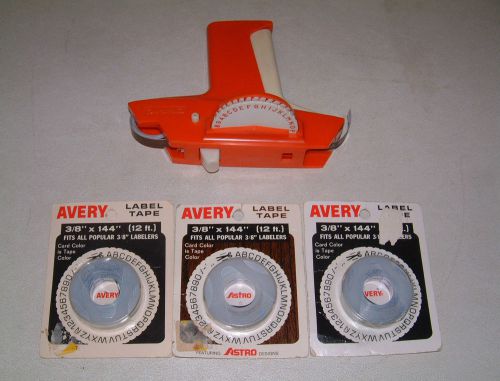 Vintage orange dymo label maker with 3 nos avery label tape works for sale