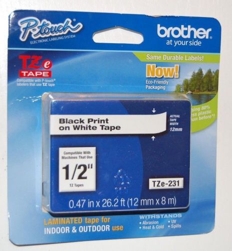 Genuine Brother TZe-231 BLACK ON WHITE Label Tape TZe231 / Ptouch TZ231 PT-H100