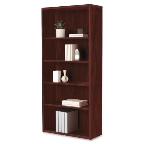 10700 Series Wood Bookcase, Five-Shelf/Three-Adj.,32-3/8 x 13-1/8 x 71, Mahogany