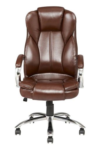 Brown Modern High Back Leather Executive Office Desk Task Computer Chair