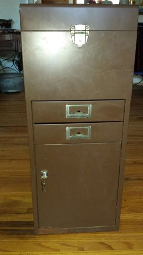 Vintage Brown Metal File Cabinet Portafile Industrial Office Excelsior Lock Key
