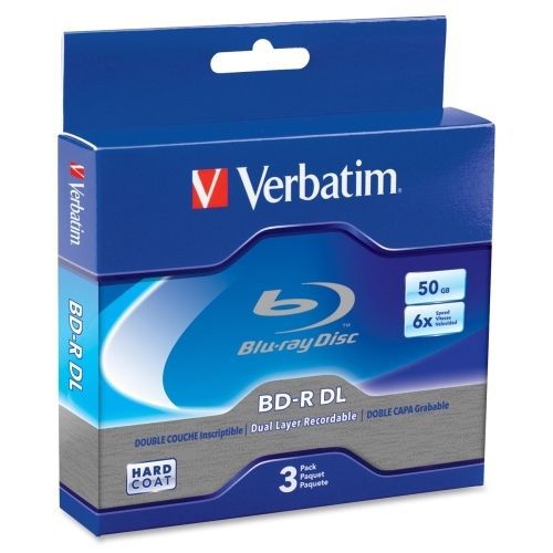 Verbatim Blu-ray Dual Layer BD-R DL 6x Disc - 50GB - 120mm - 3 Pack