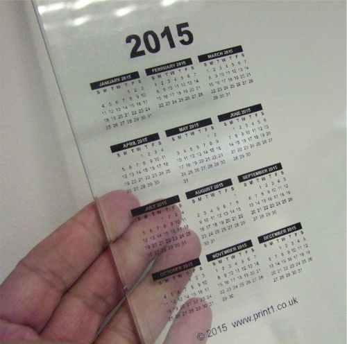 2015 Calendar, Clear sticky backed, indoor/outdoor used.