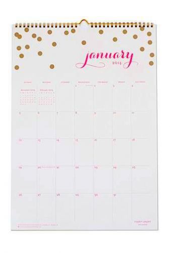 New sugar paper 2015 pink &amp; gold dot confetti monthly wall calendar target large for sale