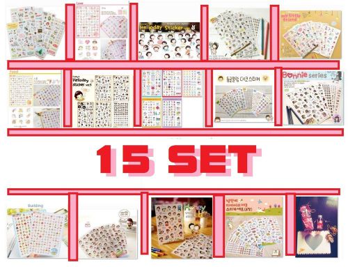 [15set]Sticker Diary Planner Journal Scrapbook Decorative calendar Filofax Cute