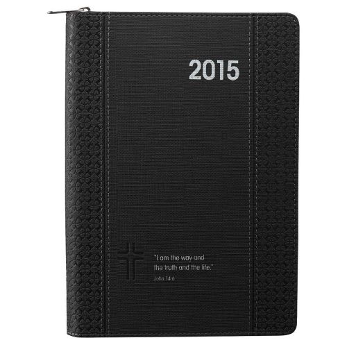 2015 John 14:6 Executive Zippered LuxLeather Black Daily Planner 368875