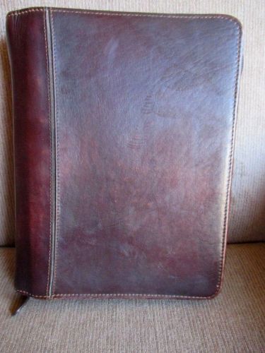 Vintage dark brown genuine leather folder binder organizer franklin covey for sale
