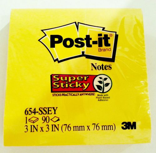 Post-it super sticky notes 3in x 3in ***electric yellow*** 1 pad/90 sheets for sale