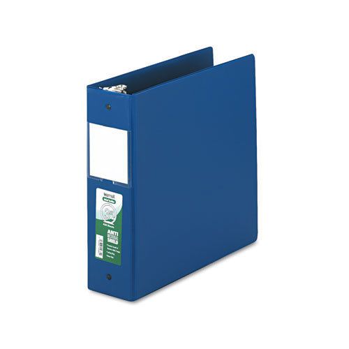 Clean Touch Antimicrobial Locking Round Ring Binder, 11 x 8-1/2, 3&#034; Cap, DK Blue