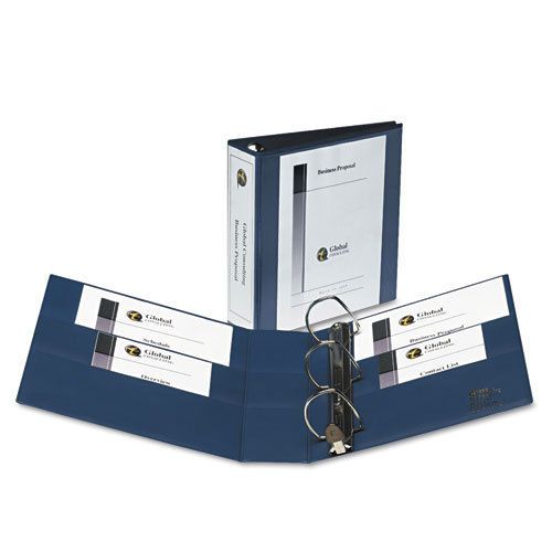 Heavy-Duty View Binder with One Touch EZD Rings, 3&#034; Capacity, Navy Blue