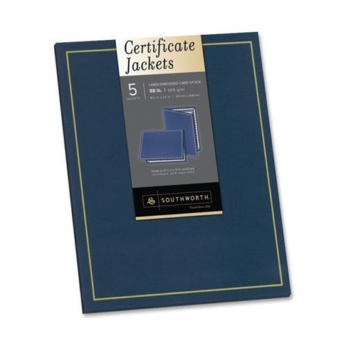 Southworth certificate jackets - letter - 8.50&#034; x 11&#034; - navy blue - 5 count for sale
