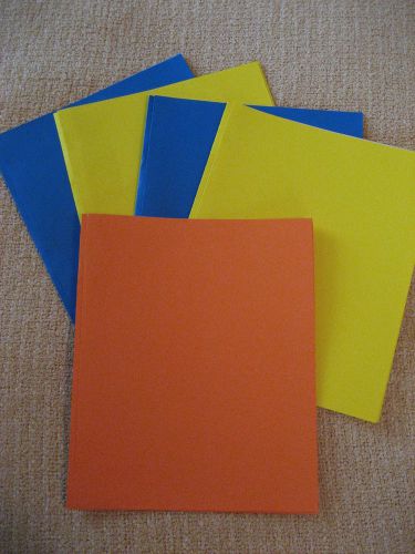 Paper Folders  2 pocket  NEW set of 5 (2 blue 2 yellow 1 orange)