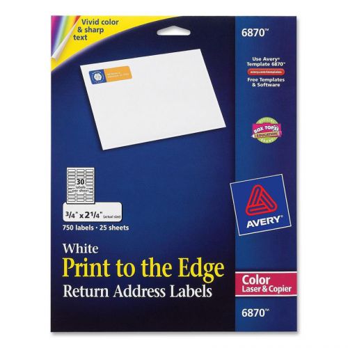 Avery 6870 White laser labels for color printing, 3/4x2-1/4 label, 750 pk