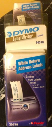 Two New Dymo Return Address Label Containers- 400/rolls x 4 White (30578)