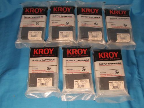 Kroy-Dura Type, 240 Series,Supply Cartridge, Lot of 7, White on Black, 5&#034; x 50&#039;