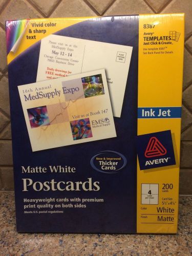 Avery Postcards Ink Jet Matte White 5-1/2 X4-1/4, 200 Cards #8387 Factory Sealed