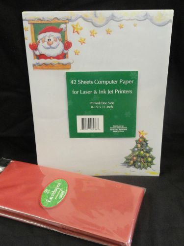 Santa / Christmas Tree Paper (8 1/2x 11) &amp; Red Envelopes