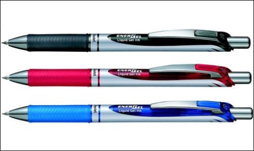 Pentel EnerGel Gel Ink Pen Metal Tip Black, Red, Blue