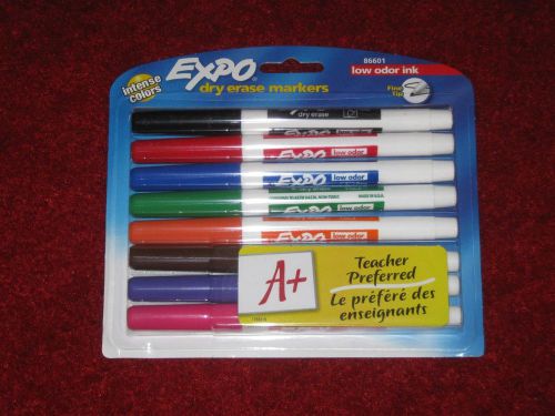 Expo Dry Erase Markers, Low Odor FineTip, 8 Colors Item 86601-New