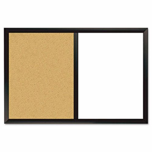 Magnetic Dry Erase &amp; Bulletin Board, 24 x 36, White/Cork, Black Frame (BDU17015)